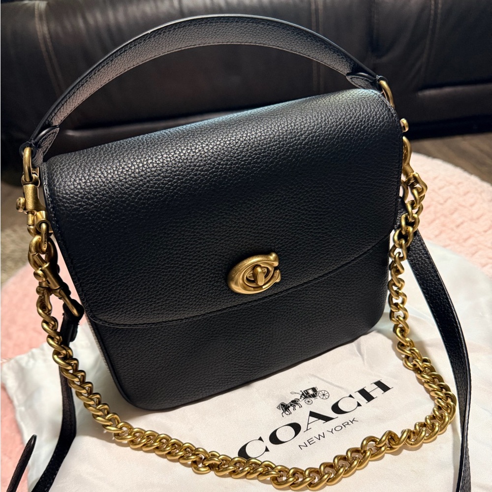 Coach Cassie 19 Black Crossbody Bag with Gold Chain